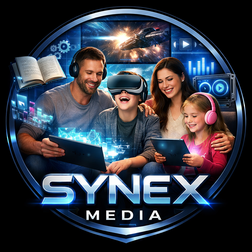 SynexMedia family enjoying interactive learning and gaming